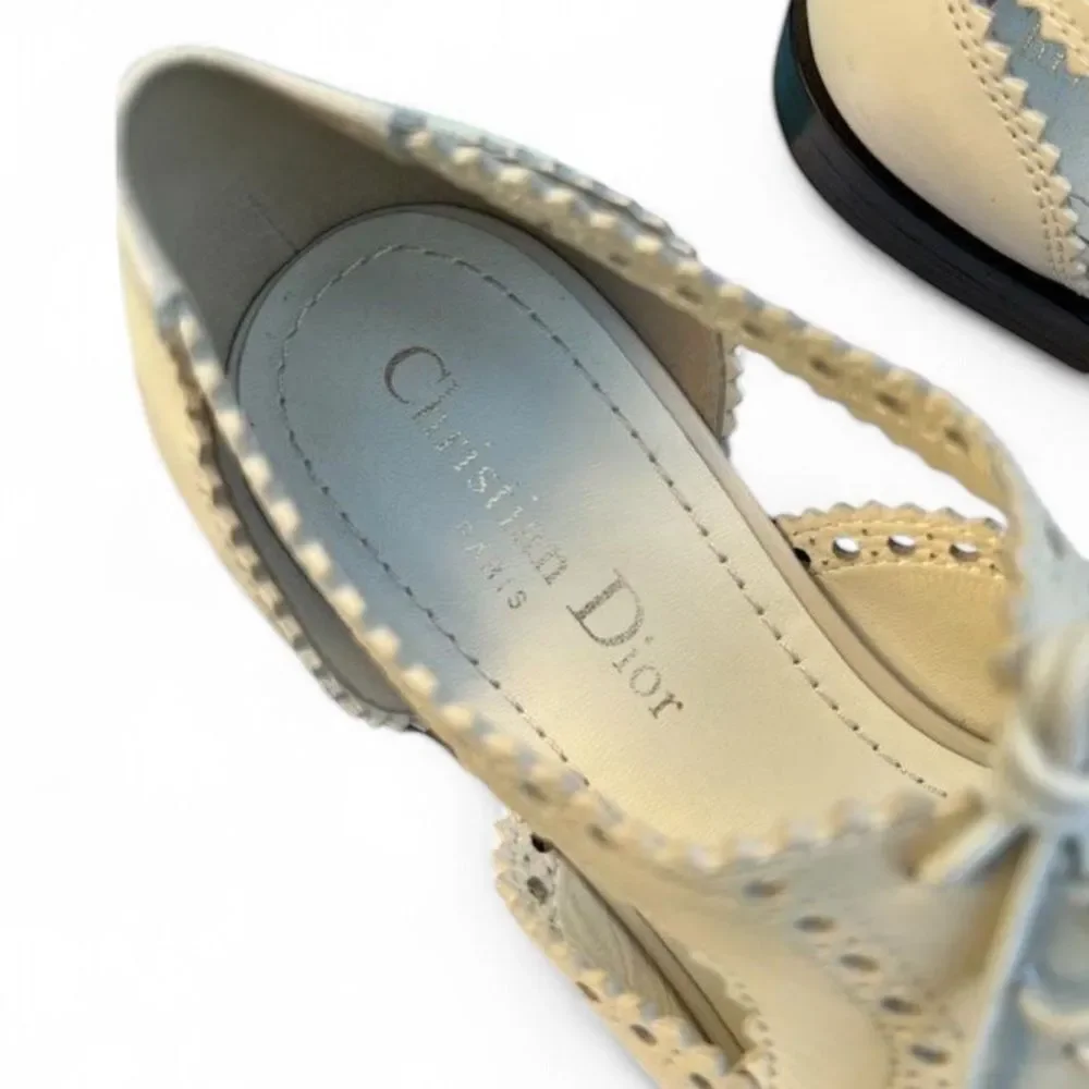 DIOR Teddy-D Derby Off White Cut-Out Accent Calf-Skin Oxfords Size EU37 D